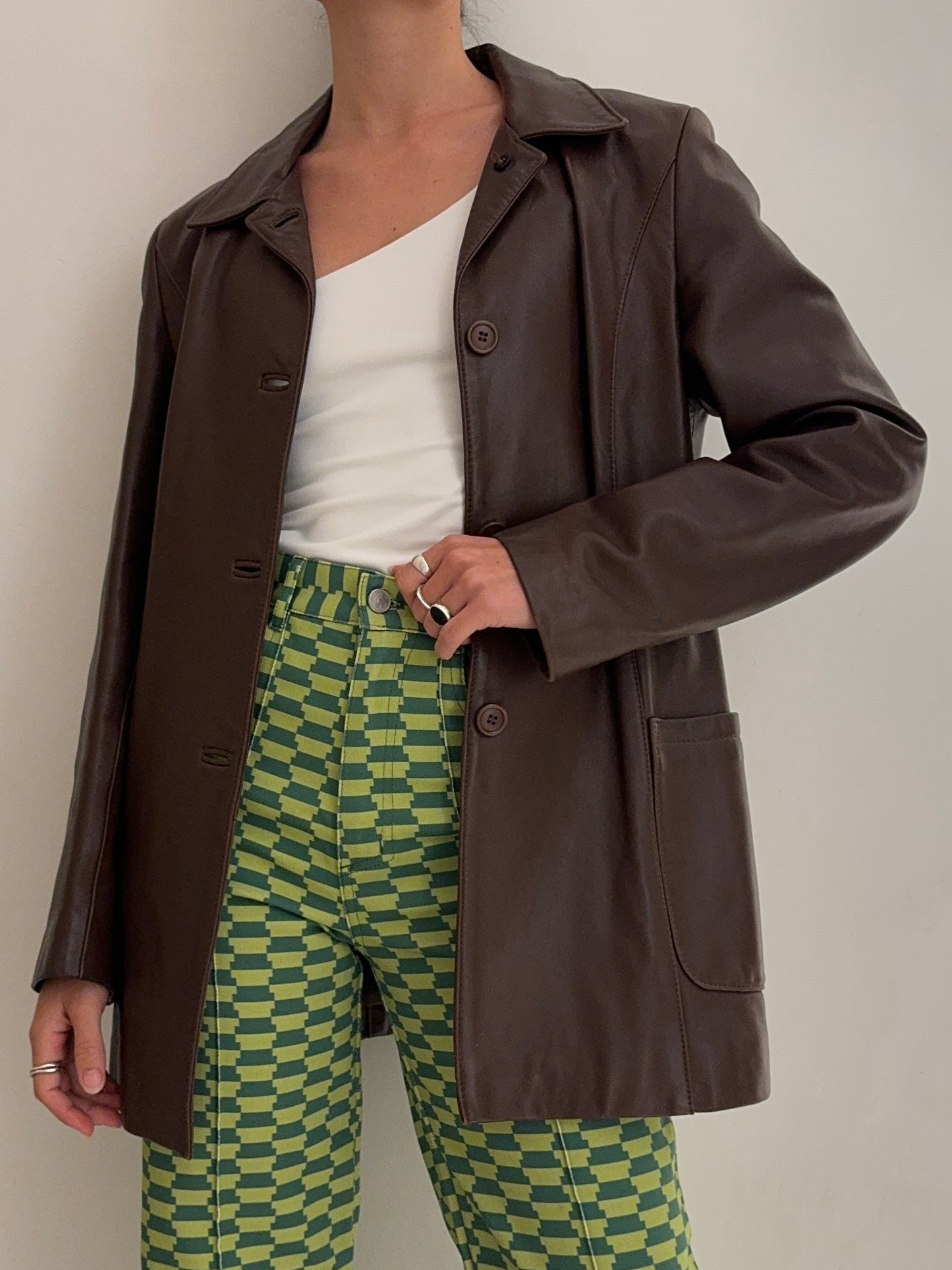 Vintage Chocolate Leather Blazer