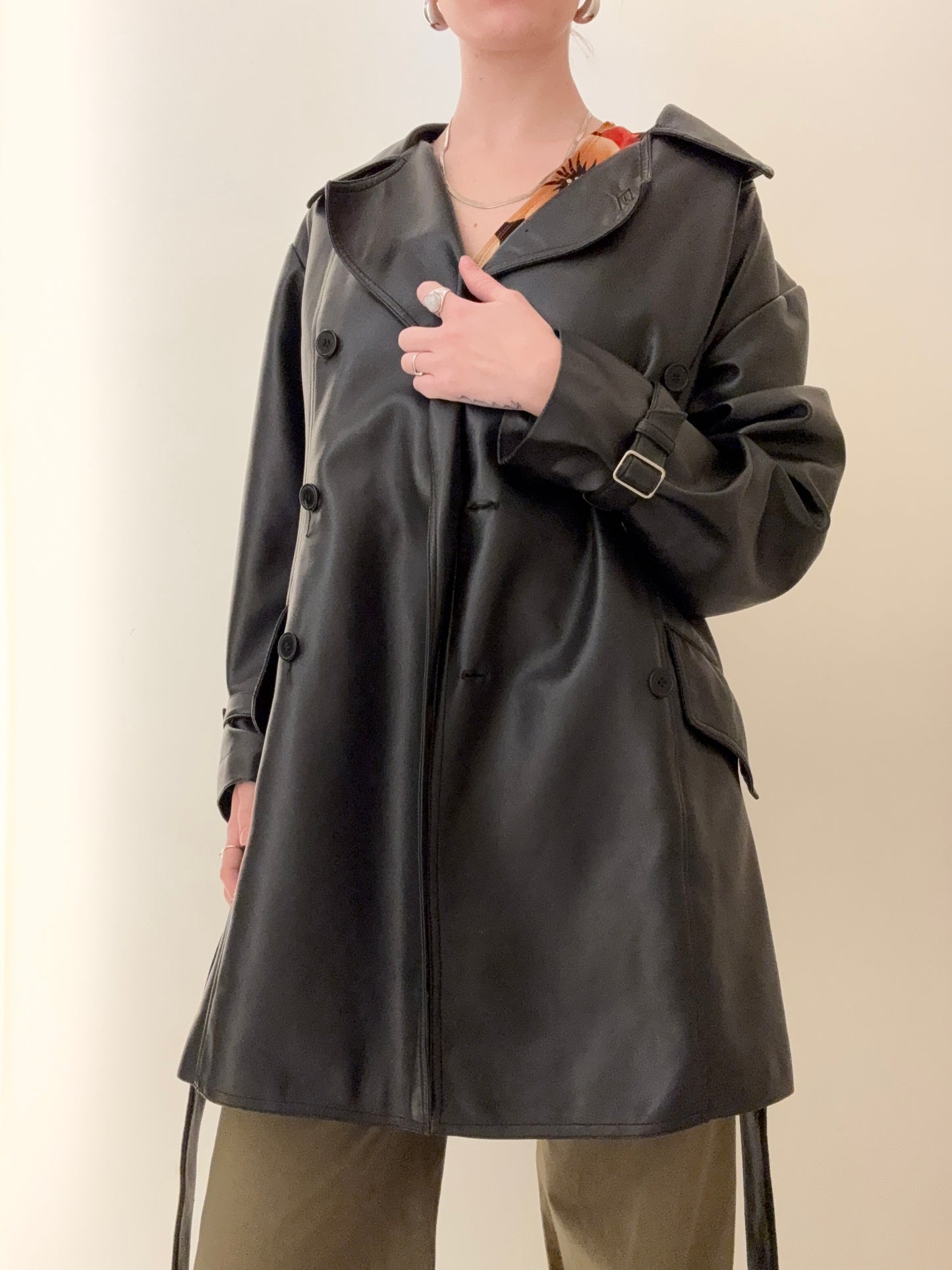 Vintage Leather Belted Jacket