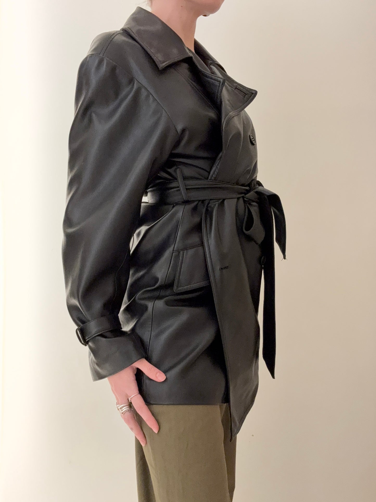 Vintage Leather Belted Jacket