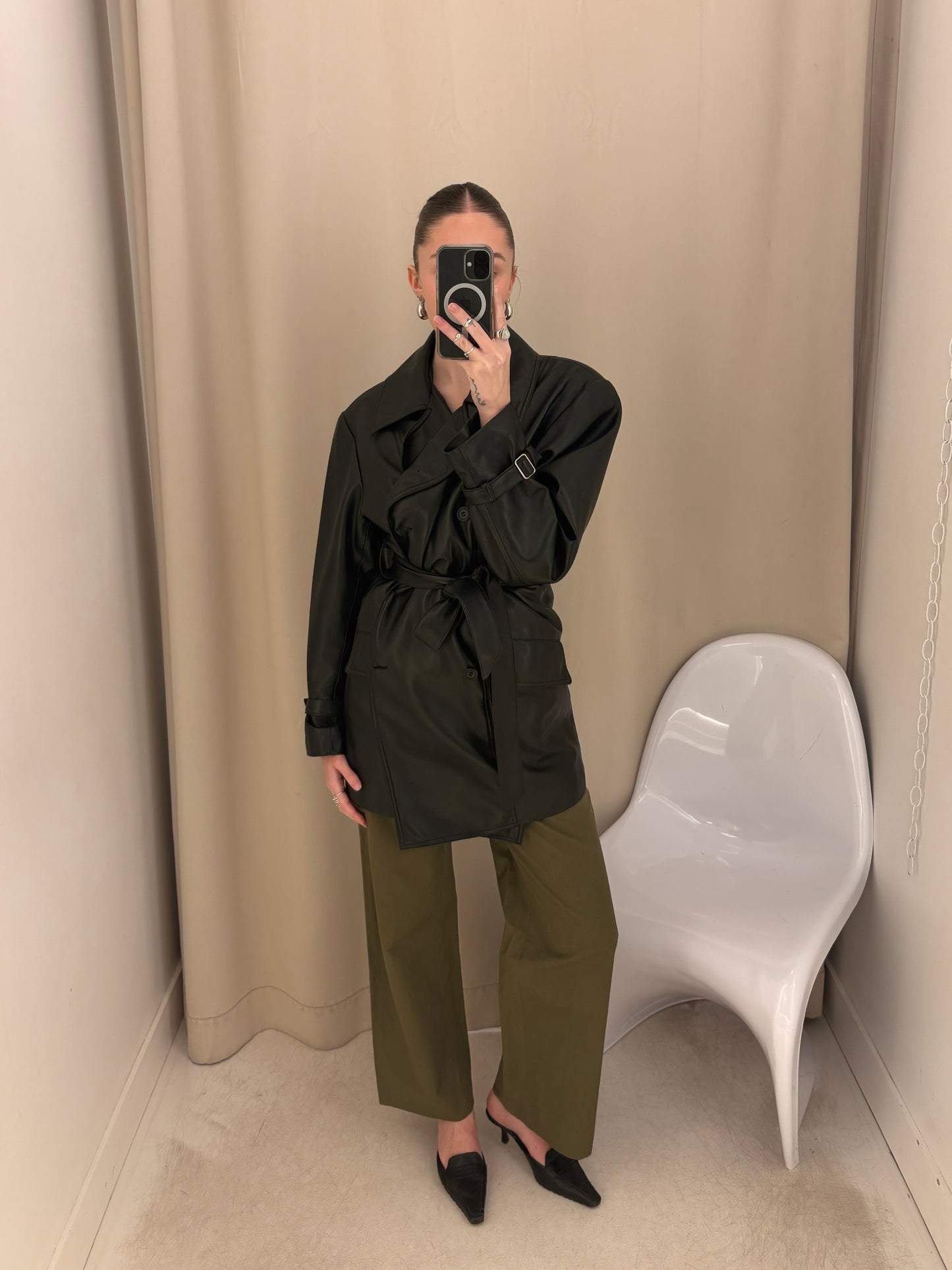Vintage Leather Belted Jacket