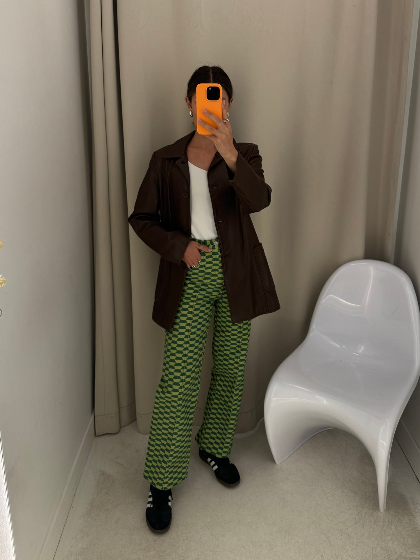 Vintage Chocolate Leather Blazer
