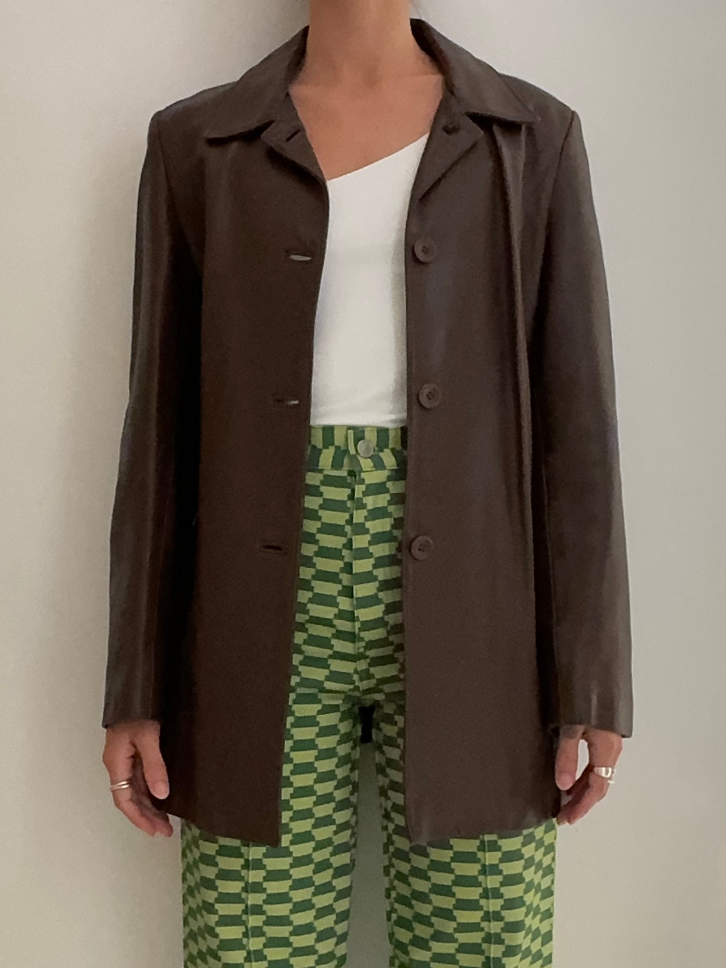 Vintage Chocolate Leather Blazer