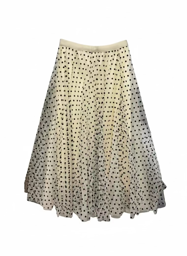 Polka Dot Mesh Overlay Skirt