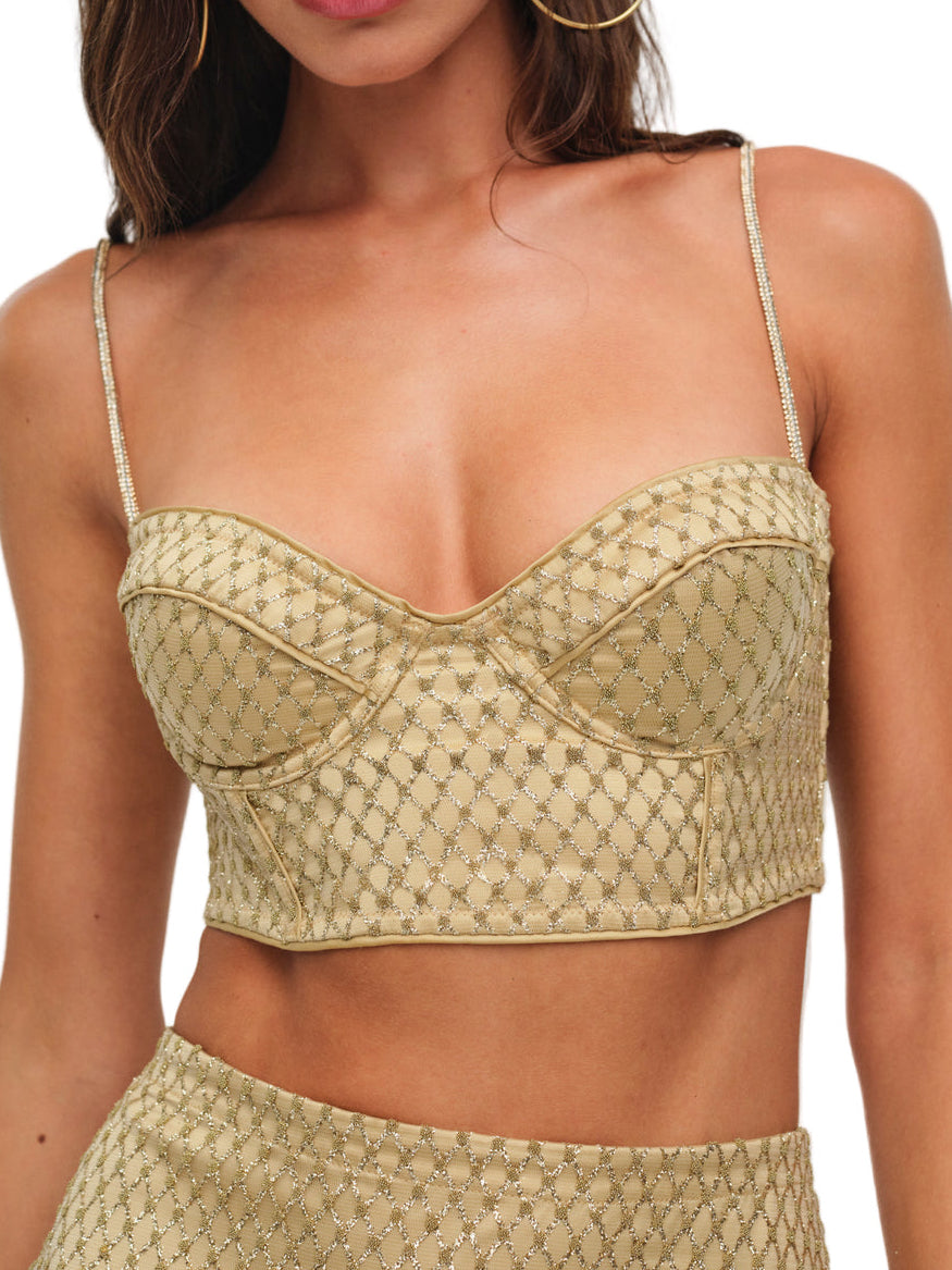 For Love and Lemons Grid Bustier Top