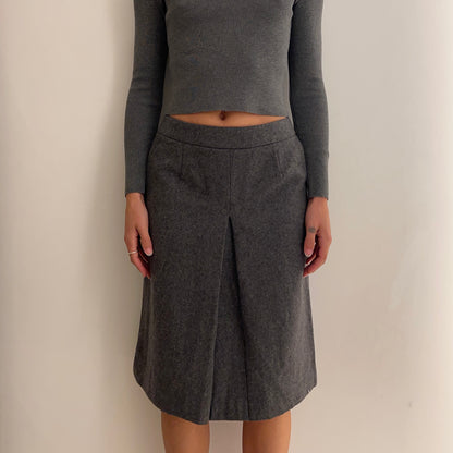 Grey Felt Pleated Skirt