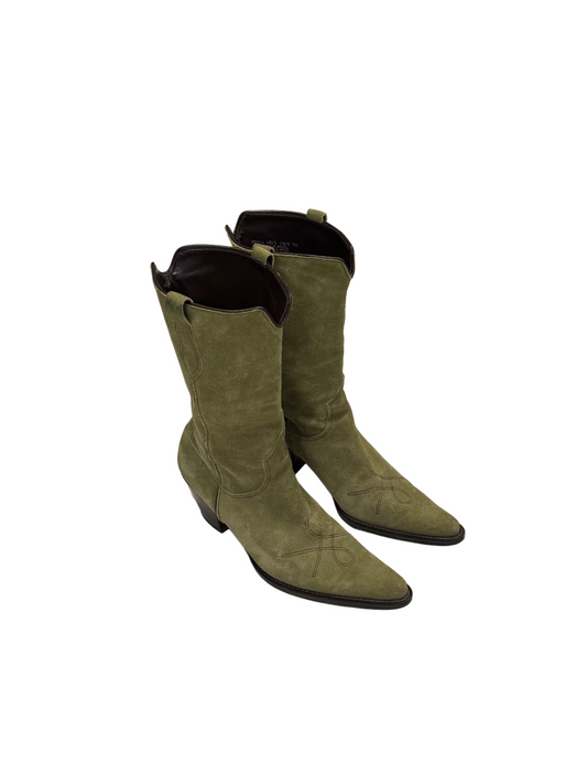 Green Suede Cowboy Boot