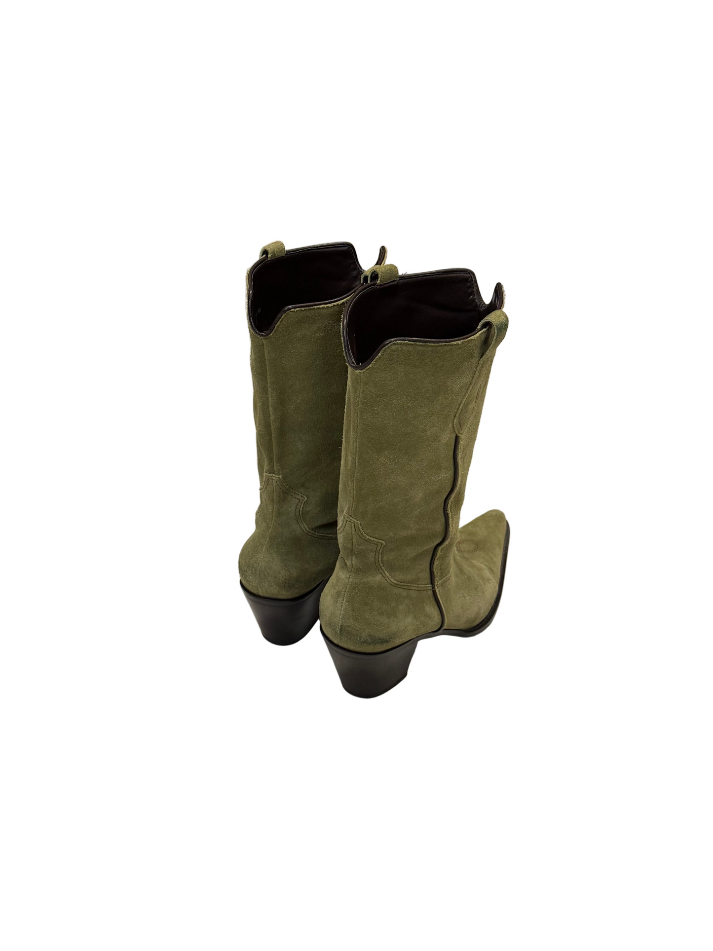 Green Suede Cowboy Boot