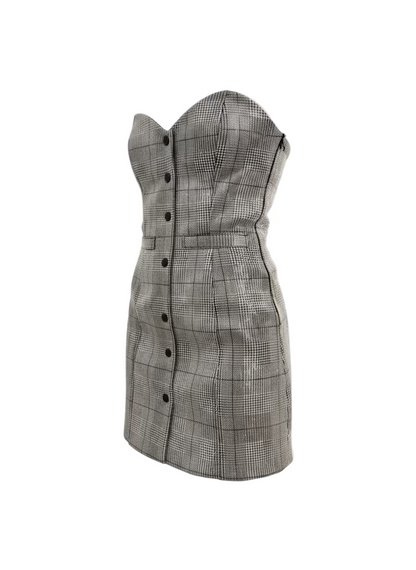 Strapless Sequin Plaid Dress