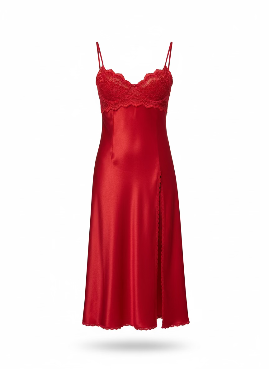 Vintage Red Maxi Slip Dress