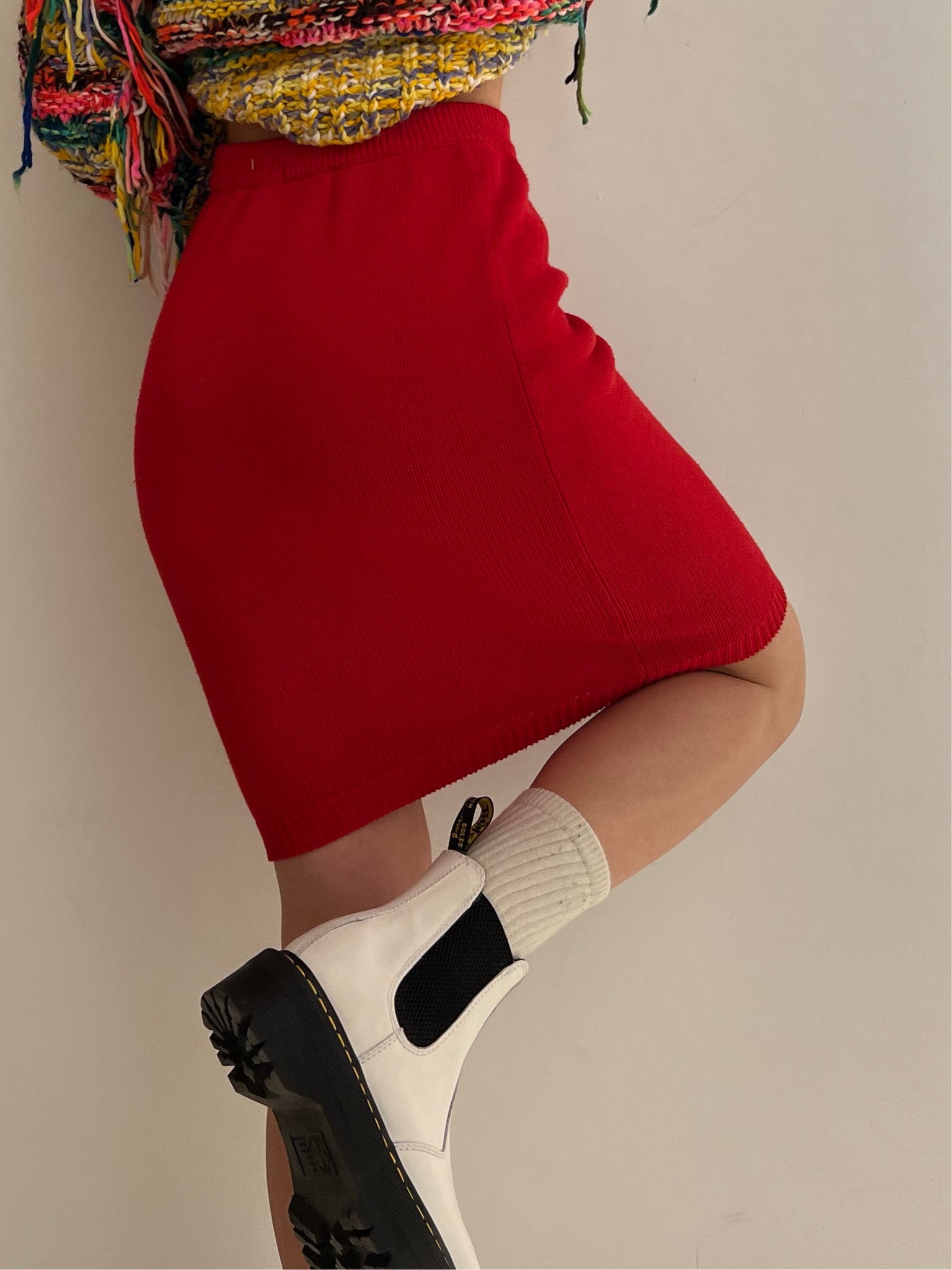 Vintage Red Knit Skirt