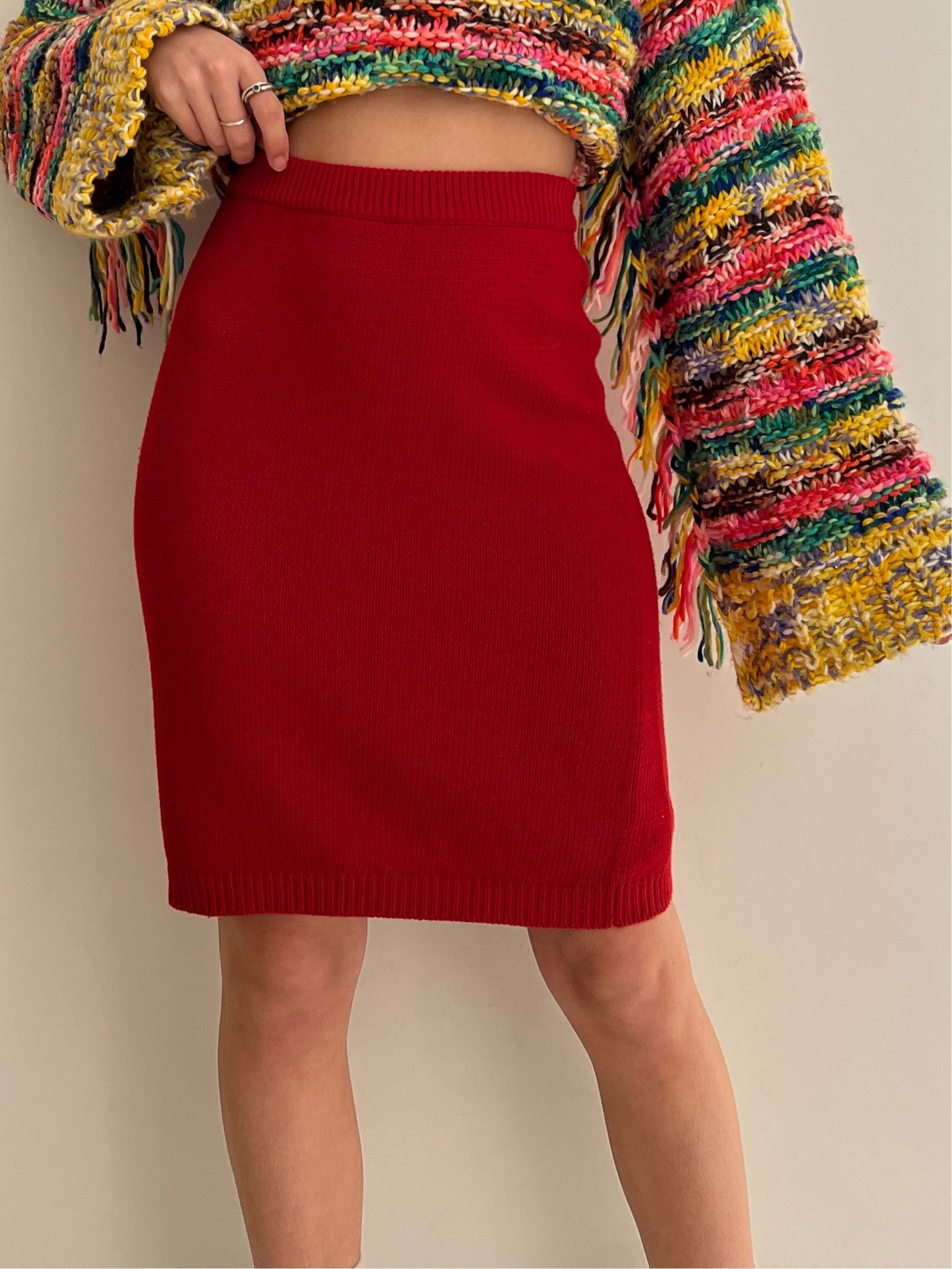 Vintage Red Knit Skirt